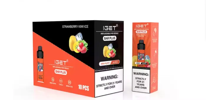 IGET Bar Plus 6000 Puffs Strawberry Kiwi Ice Vape Kit Retail Wholesale Available (3)