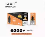 IGET Bar Plus Orange Grapefruit Lemon New Pre-Filled 6000 Puffs Vape Pen (1)