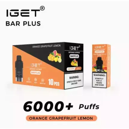 IGET Bar Plus Orange Grapefruit Lemon New Pre-Filled 6000 Puffs Vape Pen (1)