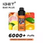 IGET Bar Plus Orange Grapefruit Lemon New Pre-Filled 6000 Puffs Vape Pen (2)