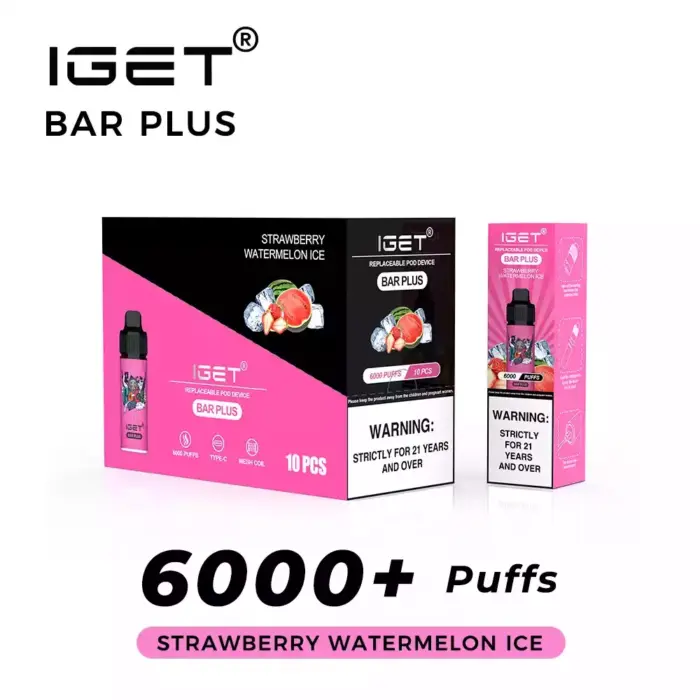 IGET Bar Plus Strawberry Watermelon Ice Original Factory Retail Low MOQ Disposable Vape Pen (1) (3)