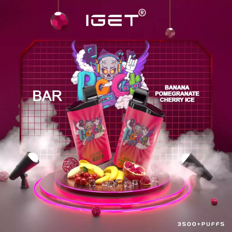 Iget Bar 3500 Puffs Banana Pomegranate Cherry Ice Super High Quality Disposable Vape Pen (6)