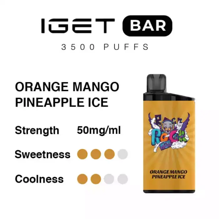 Iget Bar 3500 Puffs Orange Mango Pineapple Ice Hot Sale 2025 Disposable Vape Pen (3)