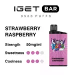 Iget Bar 3500 Puffs Strawberry Raspberry Perfect Product Fast Delivery Disposable Vape Pen (5)