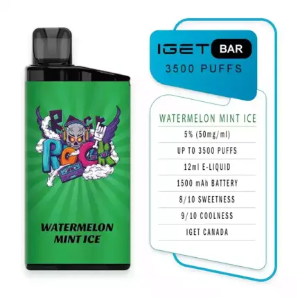 Iget Bar 3500 Puffs Watermelon Mint Ice 12ml Perfect Product Disposable Vape Pen (1)